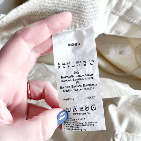 Olsen Women's Pants Wide Leg White Circle Stud Classic Off White Size 6 - Picture 4 of 9